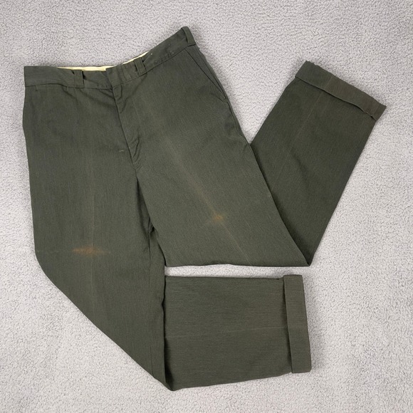 VTG 60s Lee Nyoco Pants Mens 32x32 Green Talon Zip Twill‎ Sanforized Union Made